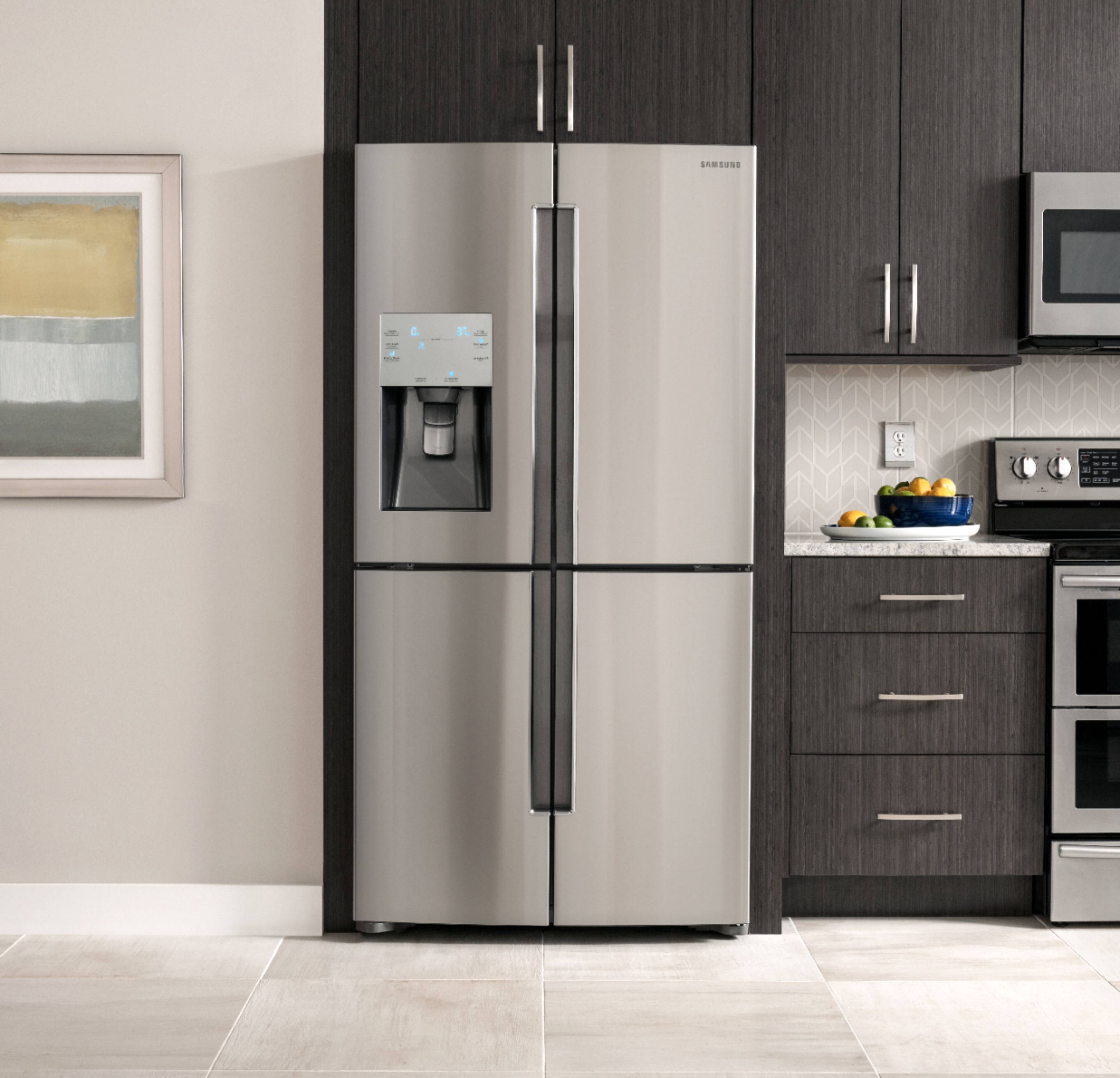Alt View 18. Samsung - 23 cu. ft. Counter Depth 4-Door with Cool Select Plus Fingerprint Resistant Refrigerator - Stainless Steel.