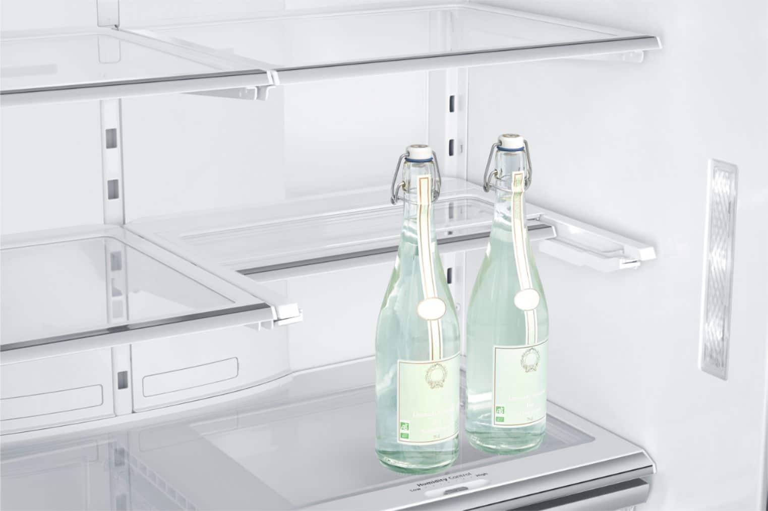 Alt View 3. Samsung - 23 cu. ft. Counter Depth 4-Door with Cool Select Plus Fingerprint Resistant Refrigerator - Stainless Steel.