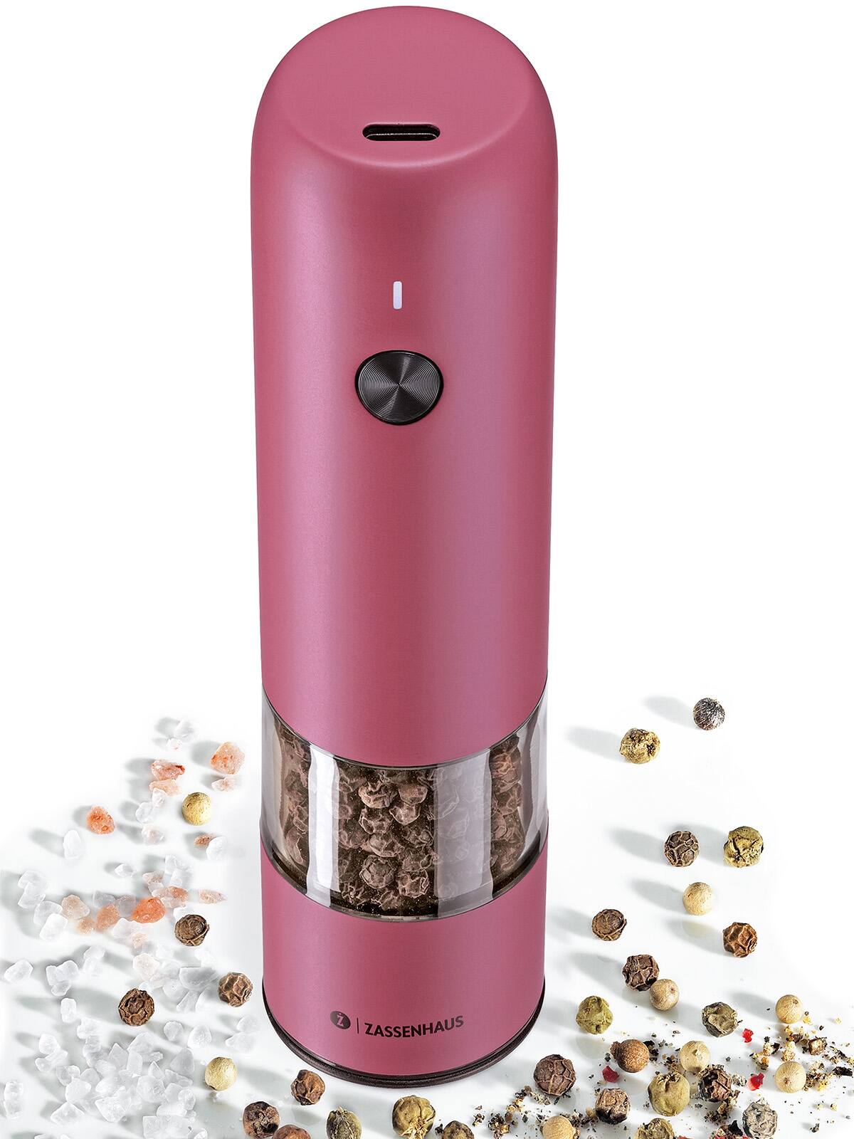 Alt View 2. Zassenhaus - Koln Rechargeable Salt or Pepper Mill, 5.5" H x 1.5", Pink - Pink.