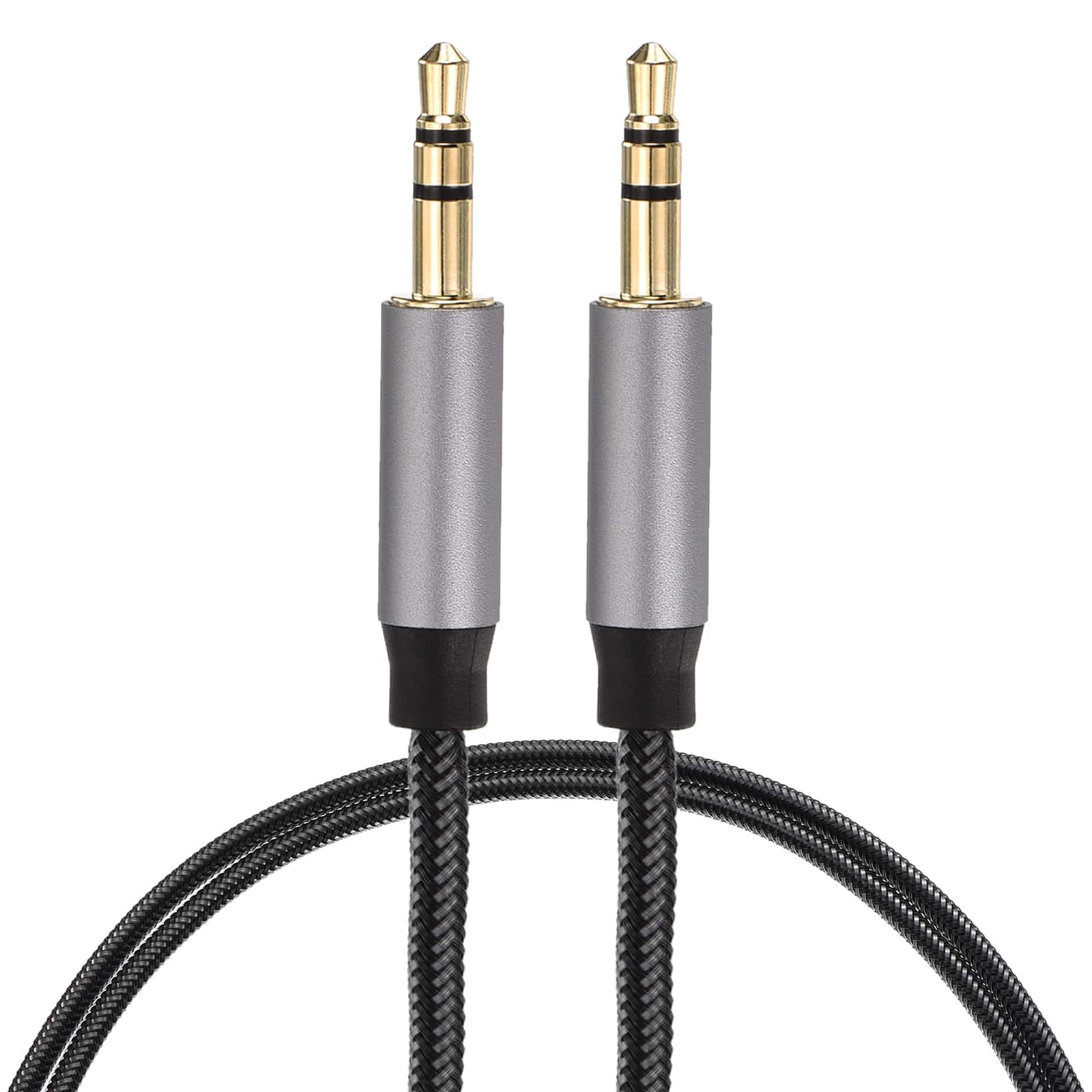 Unique Bargains - 2pcs AUX Cable, 3.5mm Nylon Braided Male to Male Audio Cord, for Headphone Speaker Car Stereo - Gray