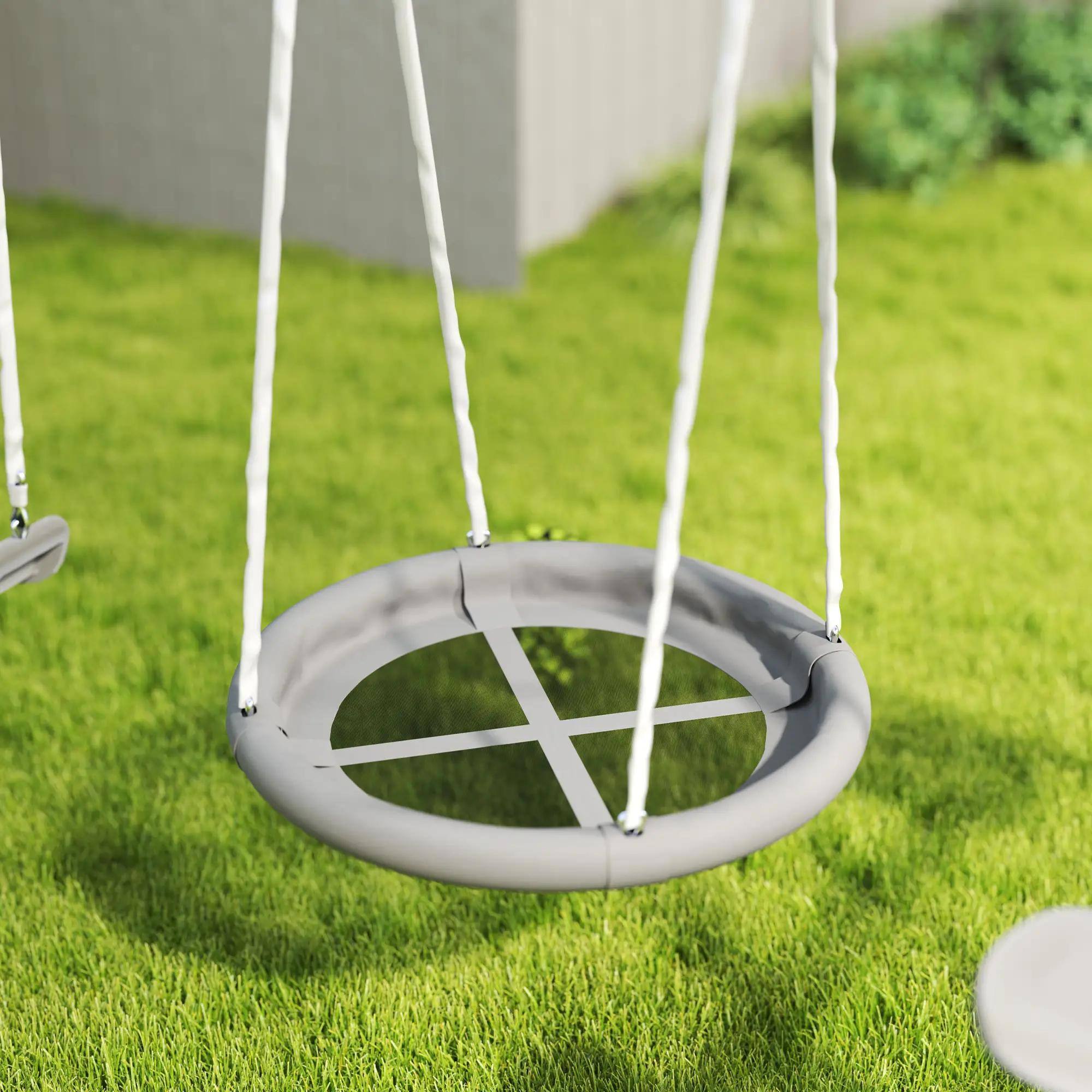 Alt View 2. Resenkos - Resenkos 5-in-1 Swing Set, Heavy Duty A-Frame, Saucer Swing, Slide, Seesaw, Glider, Kids Outdoor Playset, Gray.