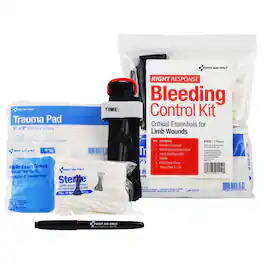 First Aid Only - Critical Essentials Bleeding Control Kit for Limb Wounds, 8 Pieces, Plastic Bag - Clear|White