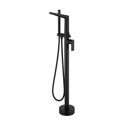 Front. Boyel Living - Matte Black Bathtub Faucet Cast Brass Single Handle Handheld Spray 60-Inch Steel Hose cUPC - Matte Black.