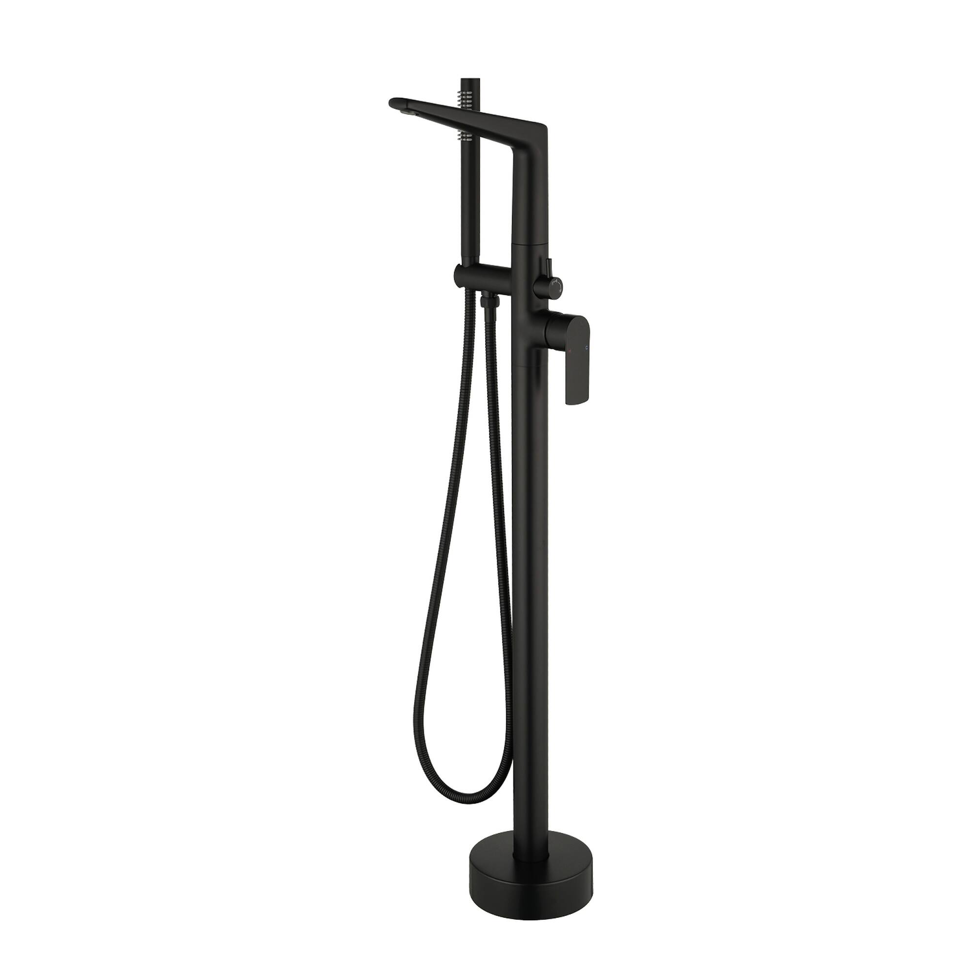 Front. Boyel Living - Matte Black Bathtub Faucet Cast Brass Single Handle Handheld Spray 60-Inch Steel Hose cUPC - Matte Black.