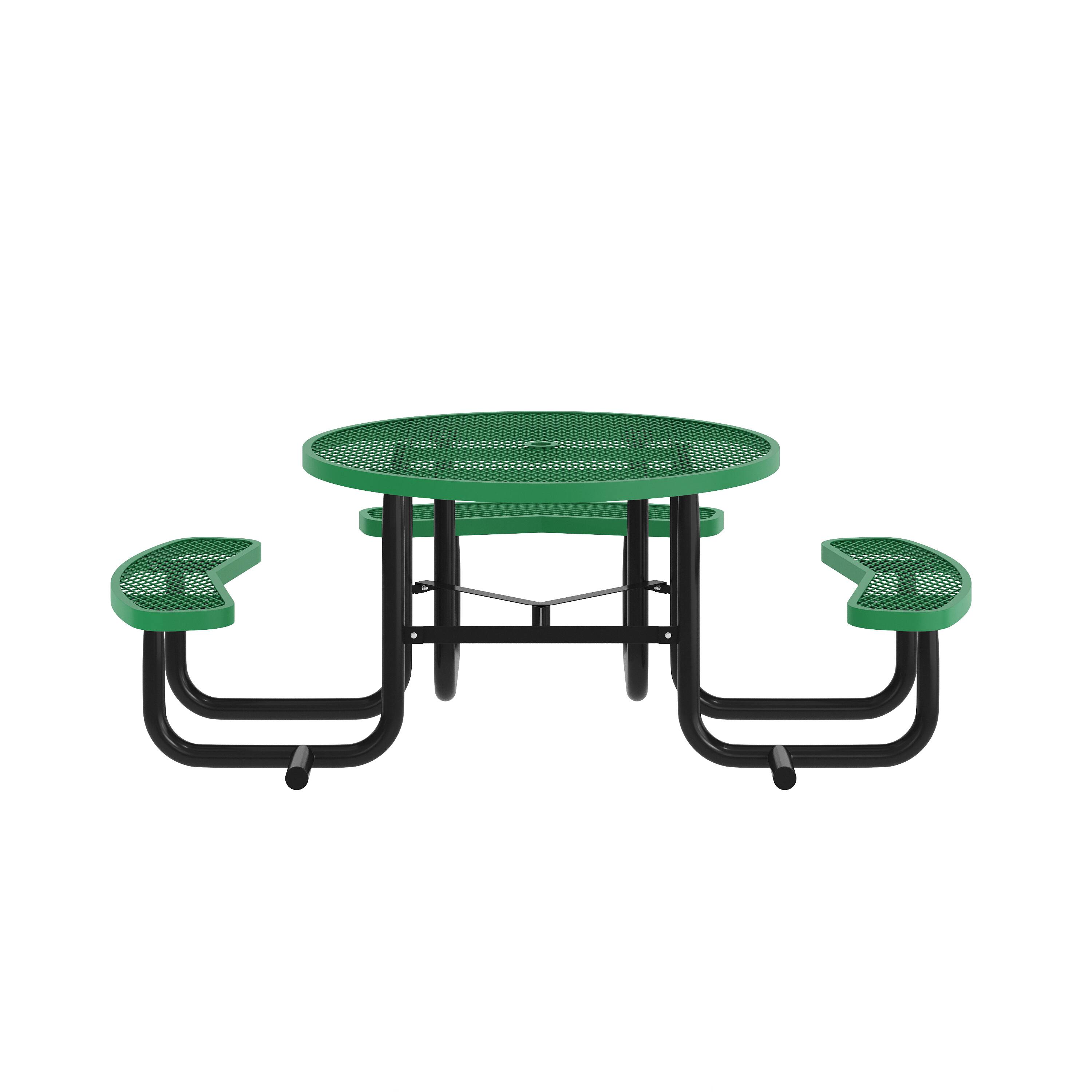 Angle. Flash Furniture - Creekside 46" Round Wheelchair Accessible Commercial Outdoor Picnic Table with Heavy Gauge Expanded Metal Mesh Seats and - Green.