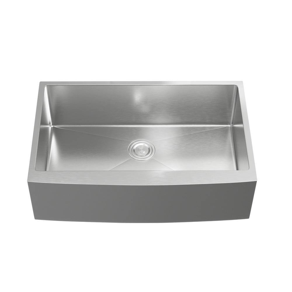 Back. Elegant Kitchen and Bath - Stainless Steel farmhouse kitchen sink L33'' x W21'' x H10" - Stainless Steel.