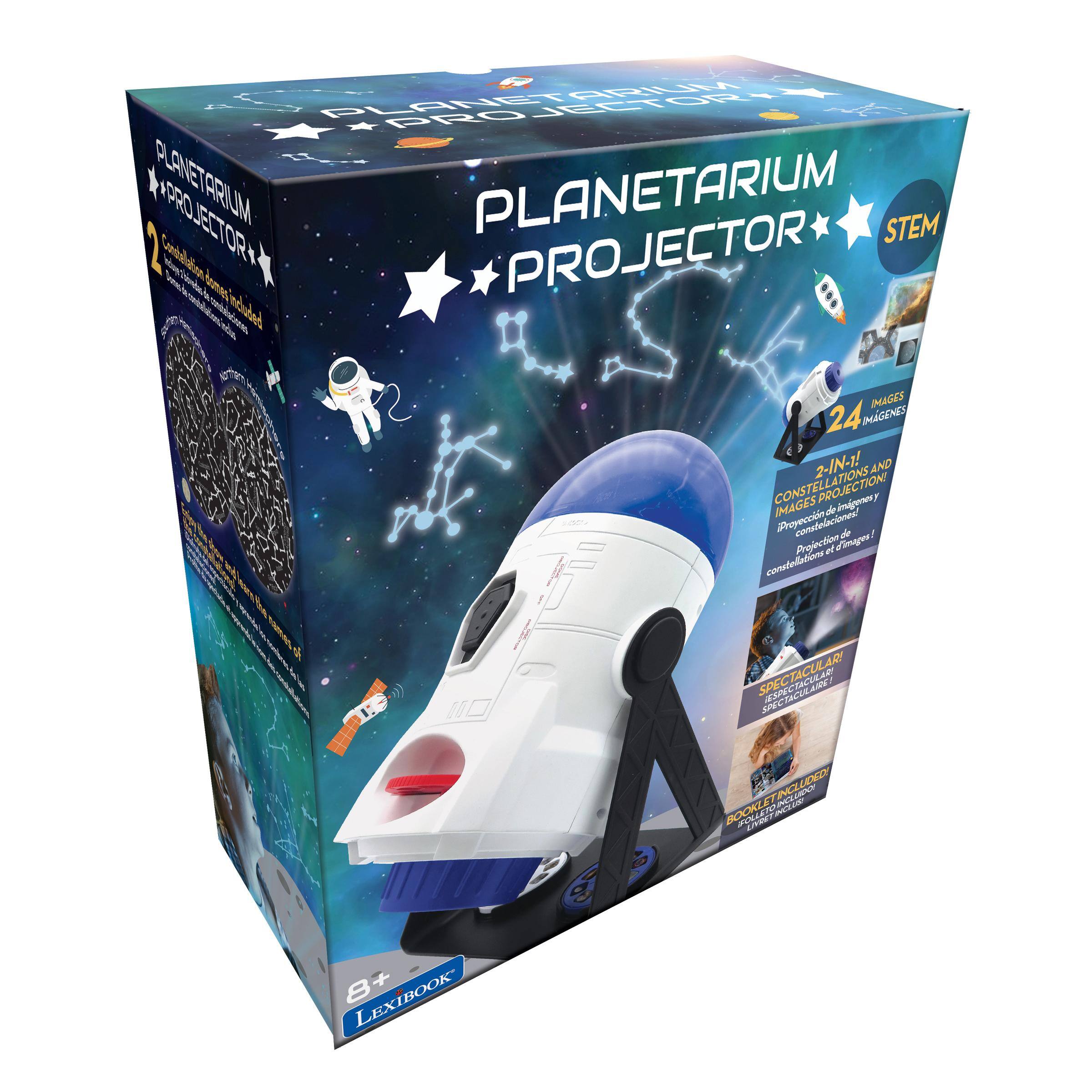 PLANETARIUM PROJECTOR STEM

2-IN-1! 24 IMAGES AND CONSTELLATIONS AND IMAGES PROJECTION

24 IMAGES / 24 IMÁGENES

SPECTACULAR! PROJECTION AND IMAGES

BOOKLET INCLUDED

8+ LEXIBOOK
