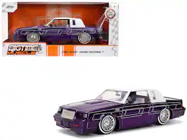 1987 Buick Grand National Candy Purple with Graphics and White Top and Interior "Bigtime Muscle" 1/24 Model Car by Jada - Multicolor