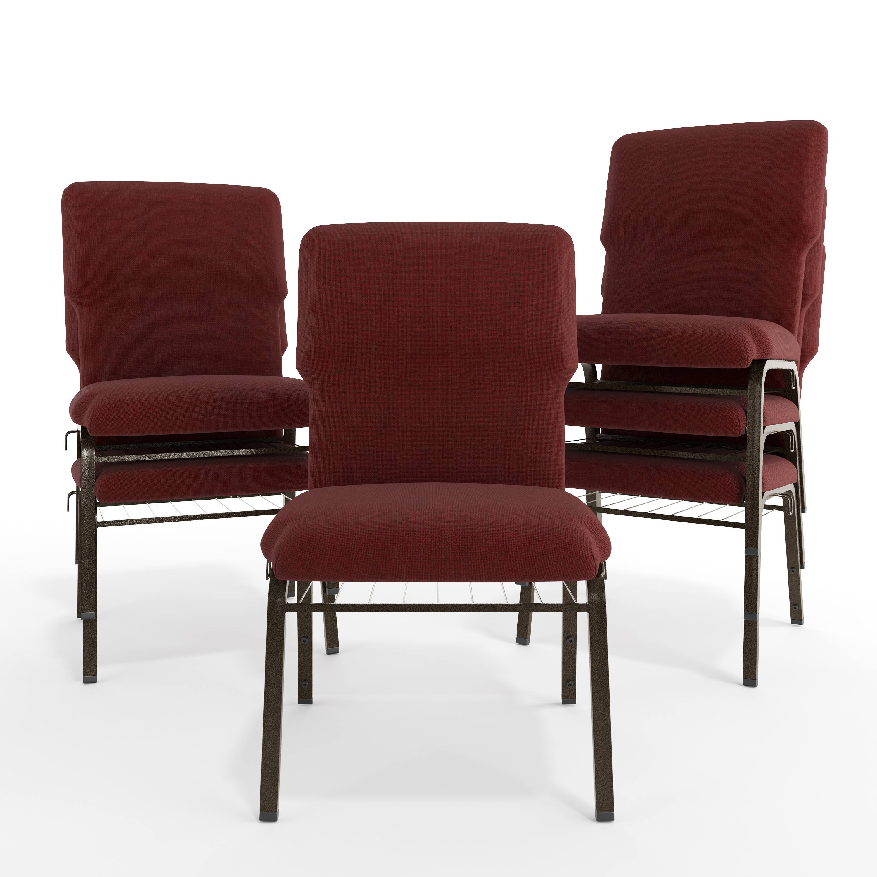 Alt View 10. Emma + Oliver - Discount Church Chair - 21 in. Wide - Maroon Fabric/Gold Vein Frame.