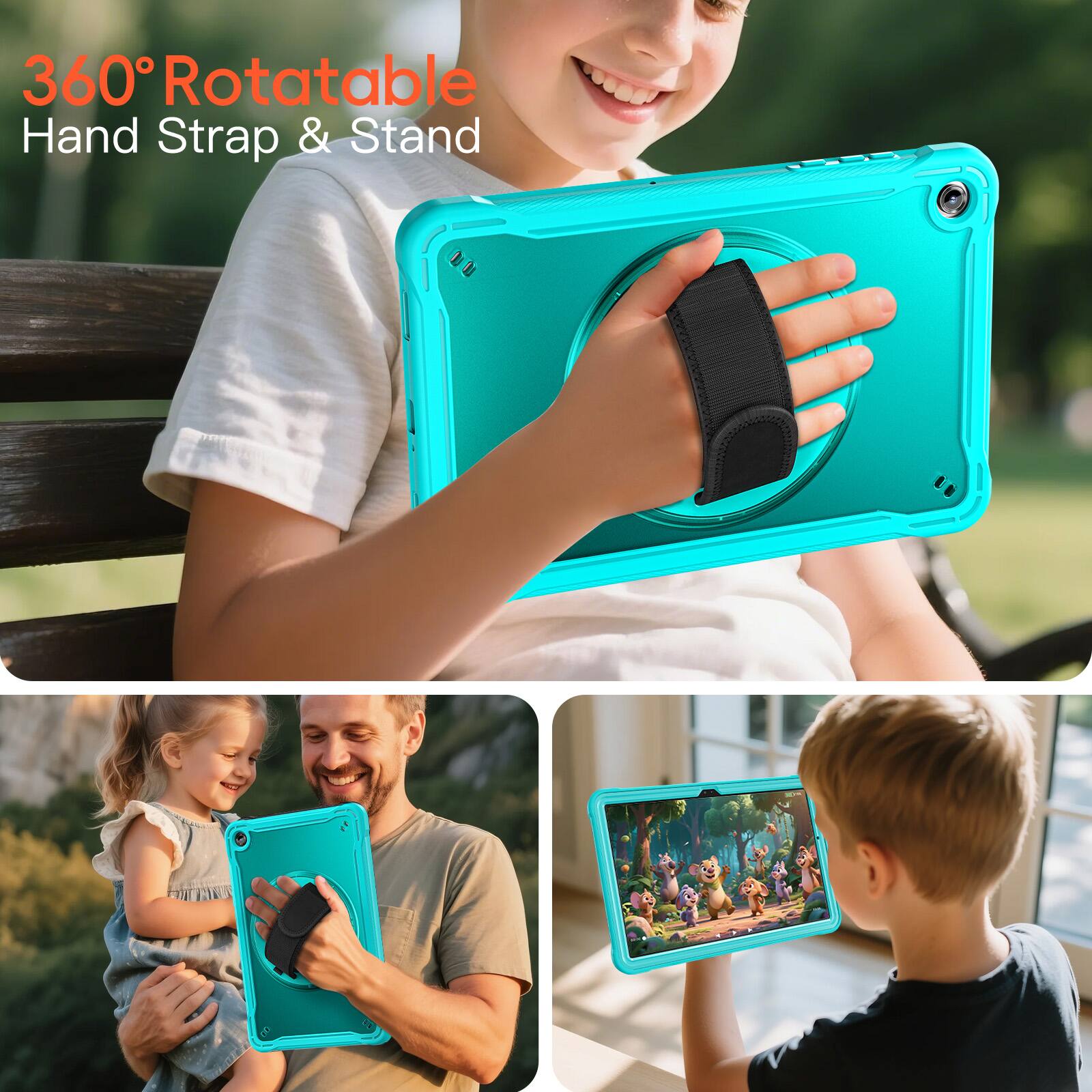 360° Rotatable Hand Strap & Stand
