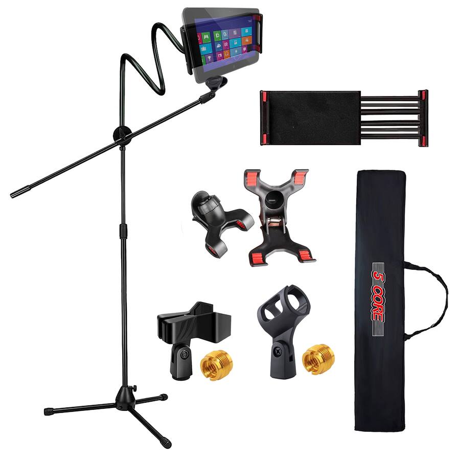 5 CORE Tripod Mic Stand w Phone Holder Height Adjustable 5 CORE Tripod Mic Stand w Phone Holder Height Adjustable