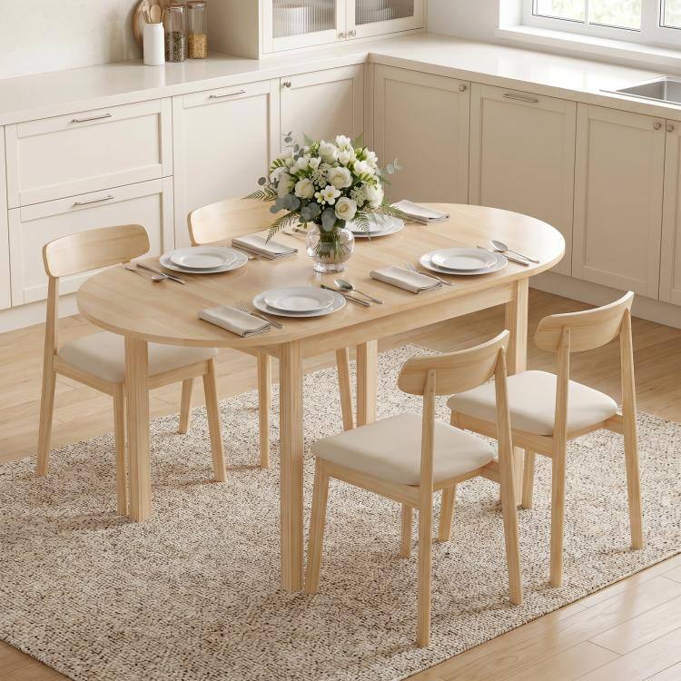 Alt View 1. PULUZ - 55 inch Wood Kitchen Table, Drop Leaf Tables for Small Spaces - Natural.