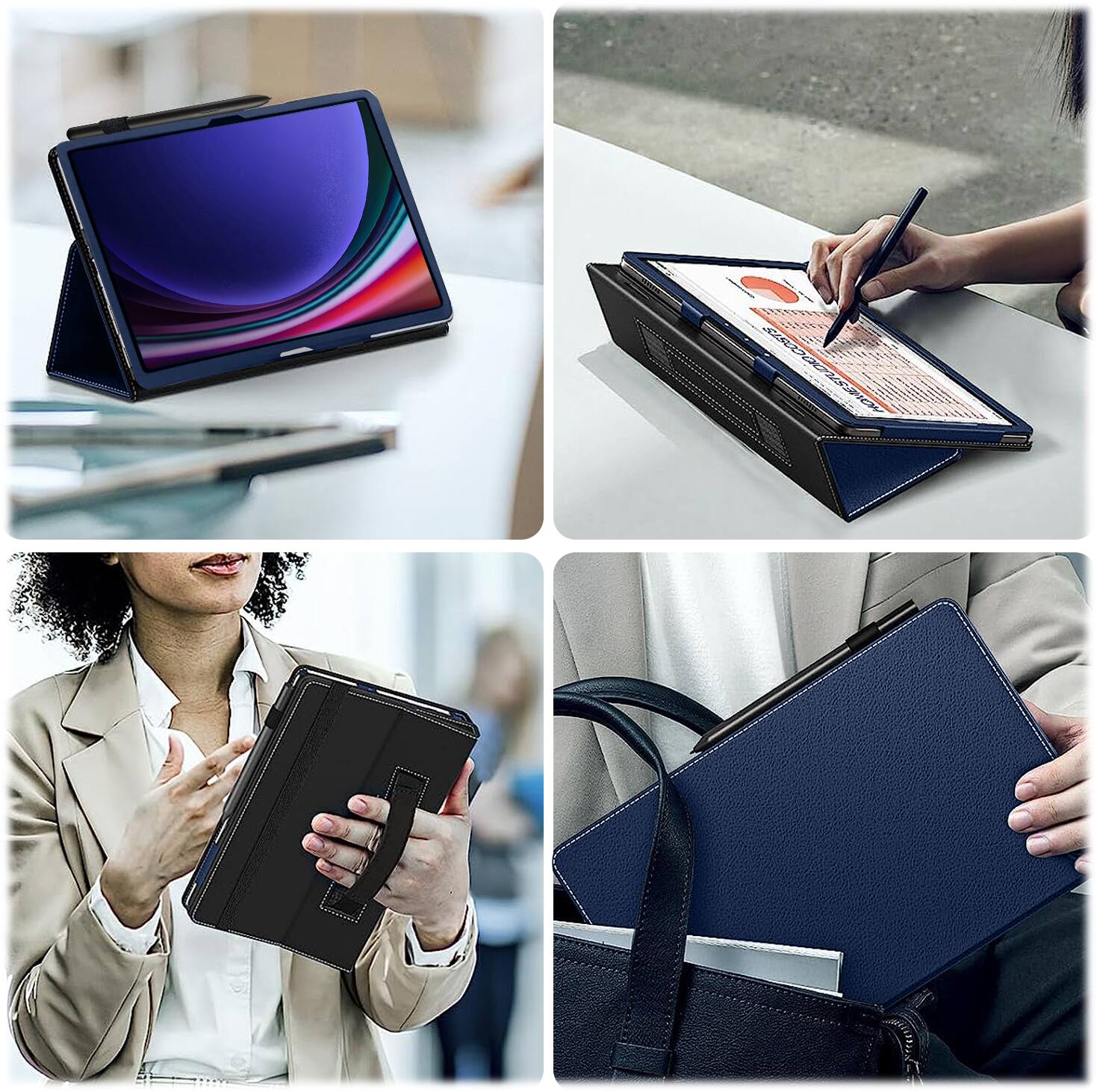 Alt View 15. SaharaCase - Folio Case for Samsung Galaxy Tab S10+, Tab S9+, Tab S9 FE+, Tab S8+, and Tab S7 FE - Dark Blue.