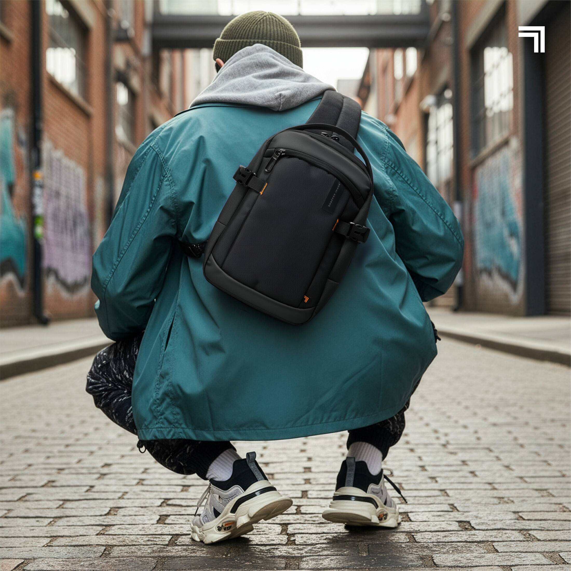 Alt View 2. Sharper Image - Sharper Image Crossbody Sling Bag with Strap,  Water Resistant Daypack Chest Bag for Outdoor Travel Hiking, Black - Black.