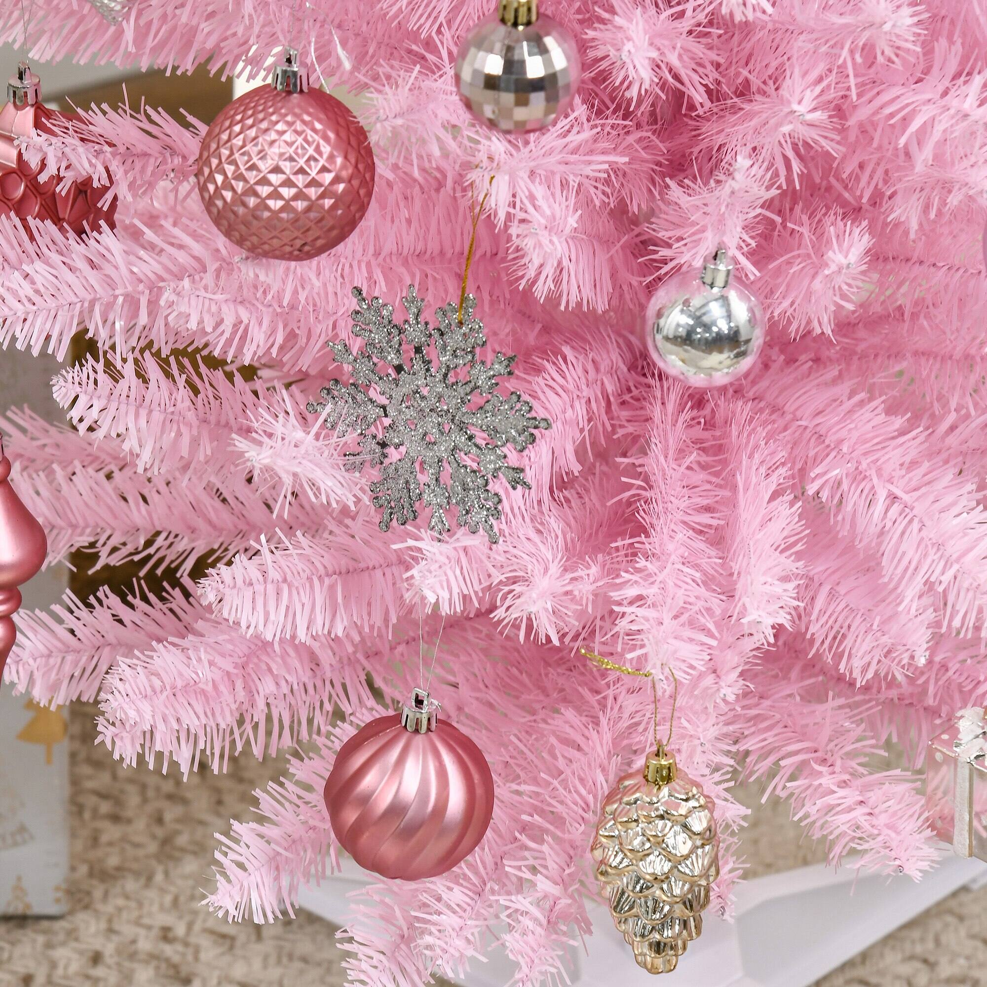 Alt View 8. Homcom - Artificial Pencil Christmas Tree, Slim Xmas Tree with 390 Realistic Branch Tips and Plastic Stand - pink.