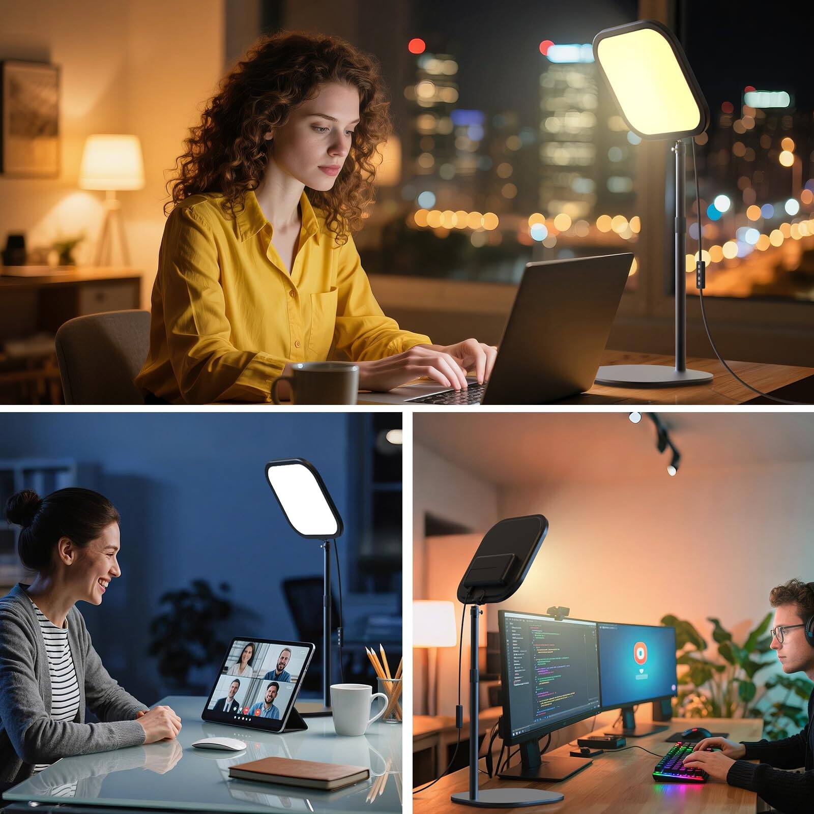 Alt View 3. Comfort Essence - Zoom Lighting For Computer Full-screen Led Video Conference Light Desk Ring With Stand And Phone Holder Call - Default.