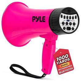 Pyle - 30W Bluetooth Rechargeable Megaphone with Voice Changer, Recording, Siren & USB-C Charging - Pink