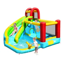 Costway Inflatable Kids Water Slide Jumper Bounce House Splash Water Pool Without Blower - Multicolor