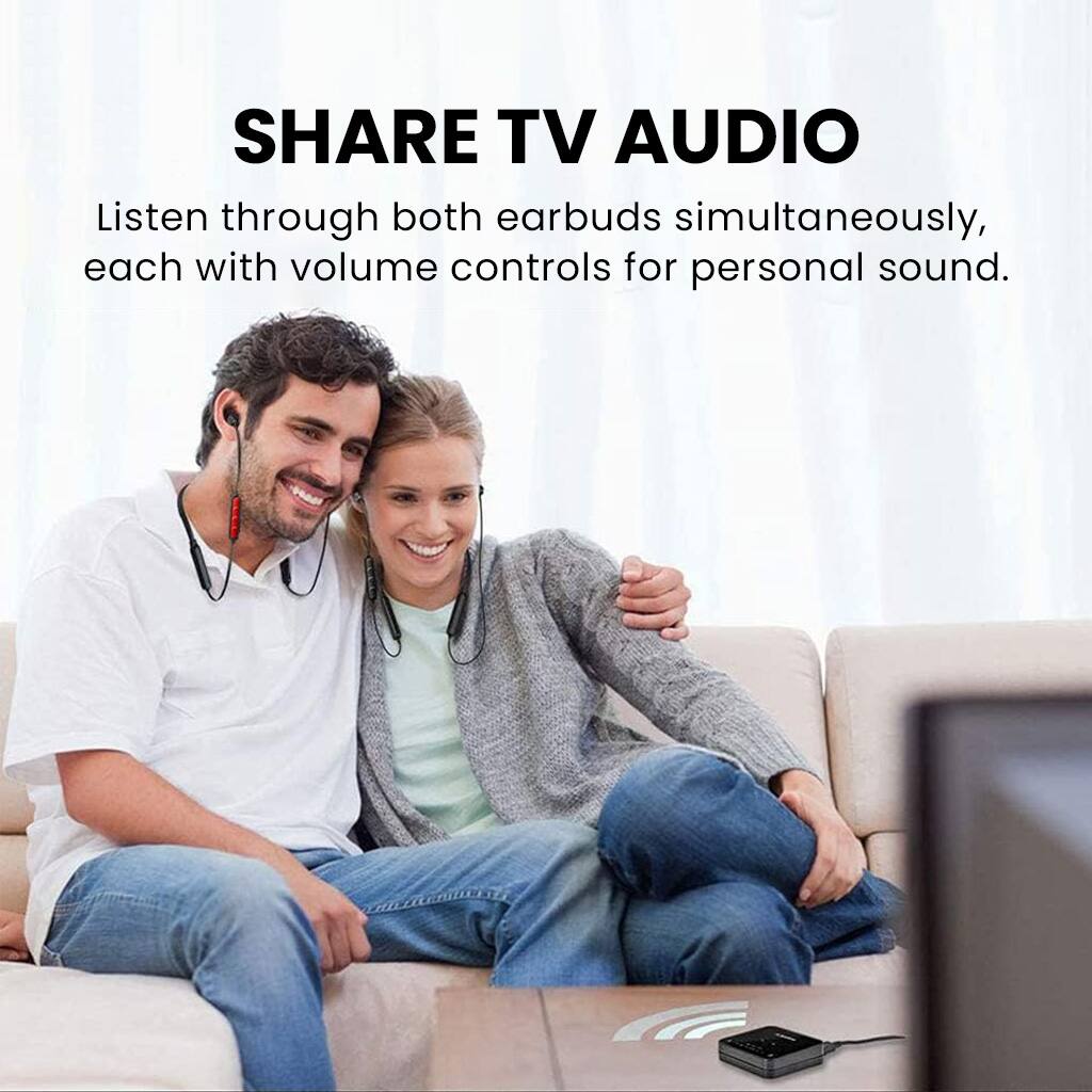 Angle. Avantree - HT41866-Q - Wireless Earbuds for TV Listening (Set of 2), 20H Neckband Headphones with Bluetooth Transmitter.