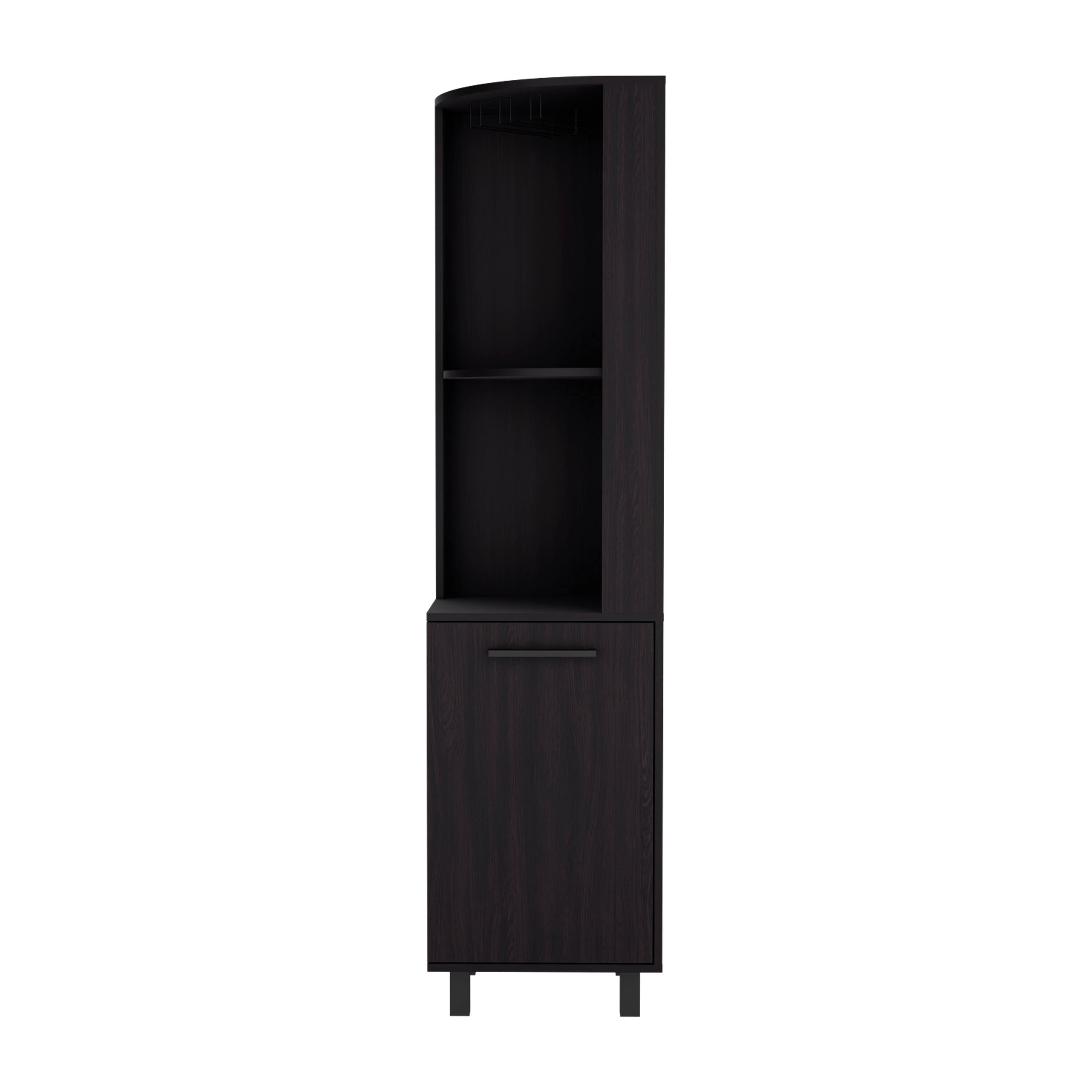 Alt View 4. TuHome - Kaia Tall Corner Bar Cabinet with Four Shelves, Ten Wine Bottle Cubbies and Stemware - Black.