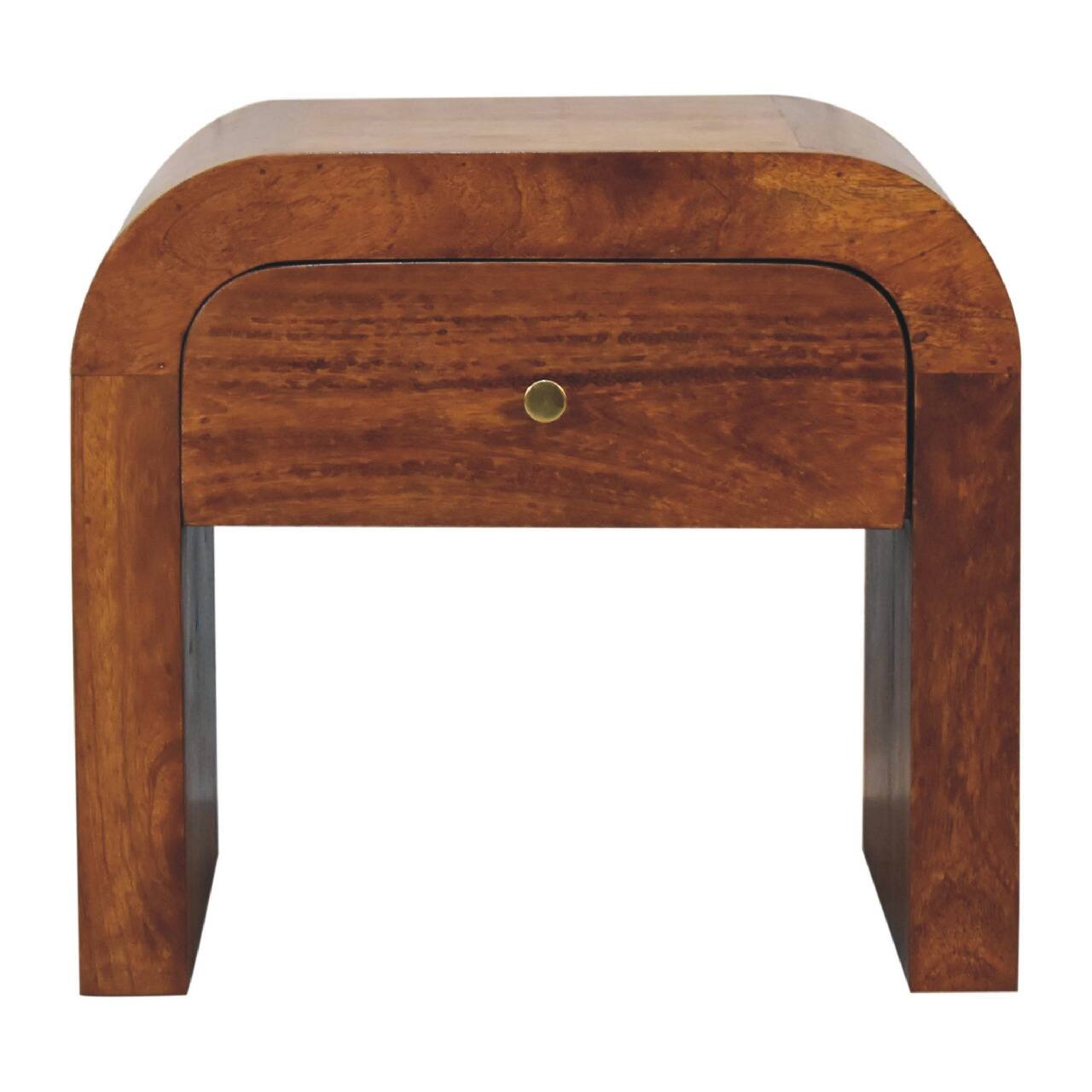 Front. Artisan Furniture - Artisan Furniture Solid Wood Darcy Chestnut Nightstand, 1 Drawer, Curved - Chestnut.