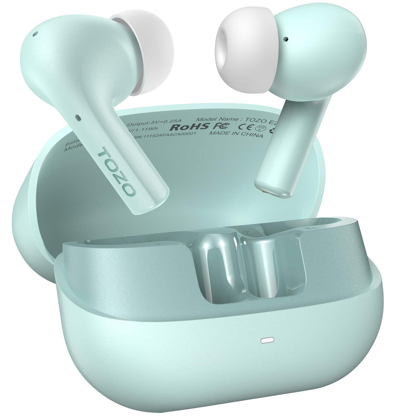 TOZO - E2 Wireless Earbuds, 10mm Powerful Bass, 32 EQs, 2 Mics AI Noise Cancelling, 30H, Bluetooth 5.3 - Green