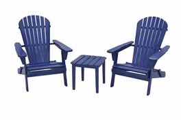 Jiallo - Grand Collection Folding Large Size Adirondack Chair Pine Wood - Navy Blue