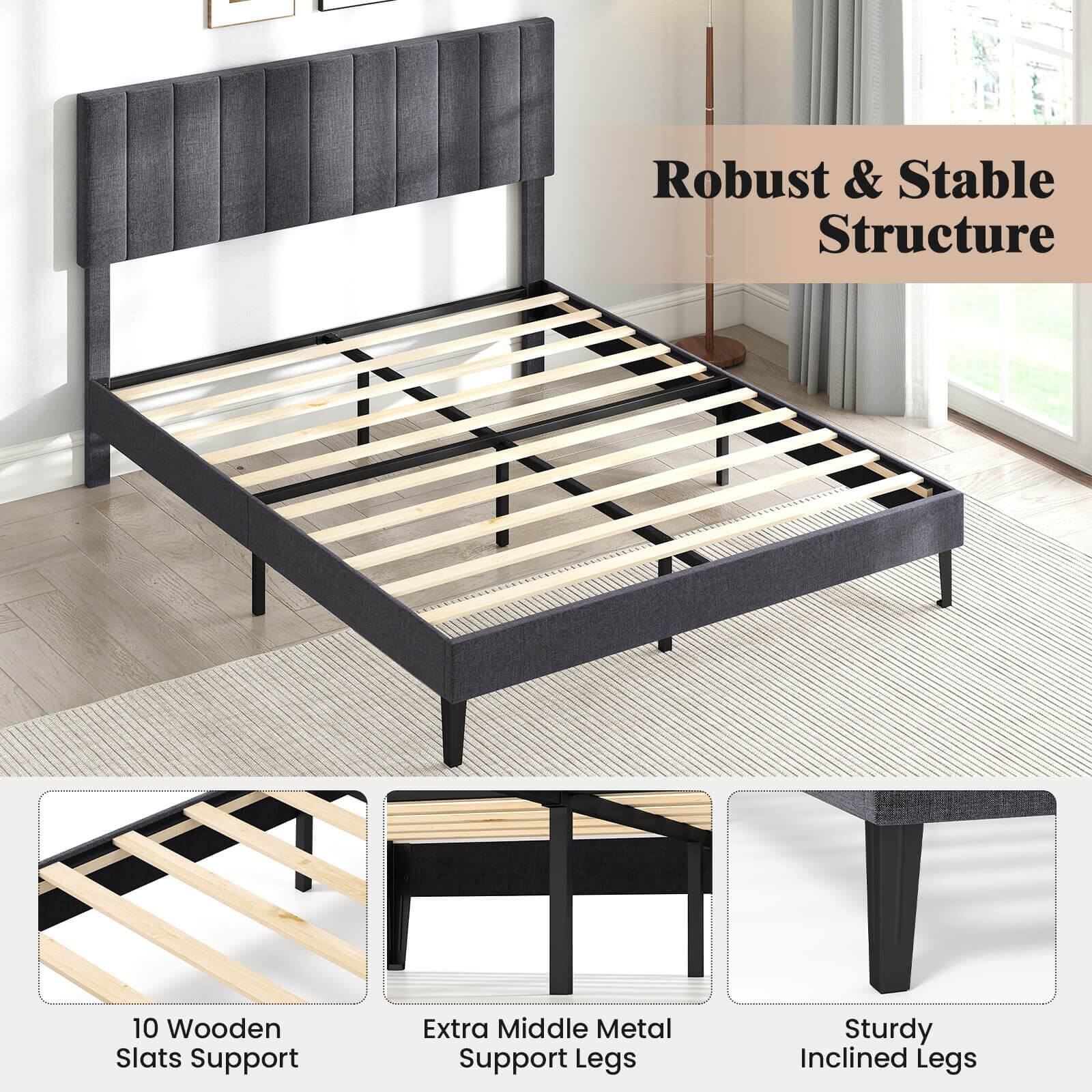 Robust & Stable Structure

10 Wooden Slats Support

Extra Middle Metal Support Legs

Sturdy Inclined Legs