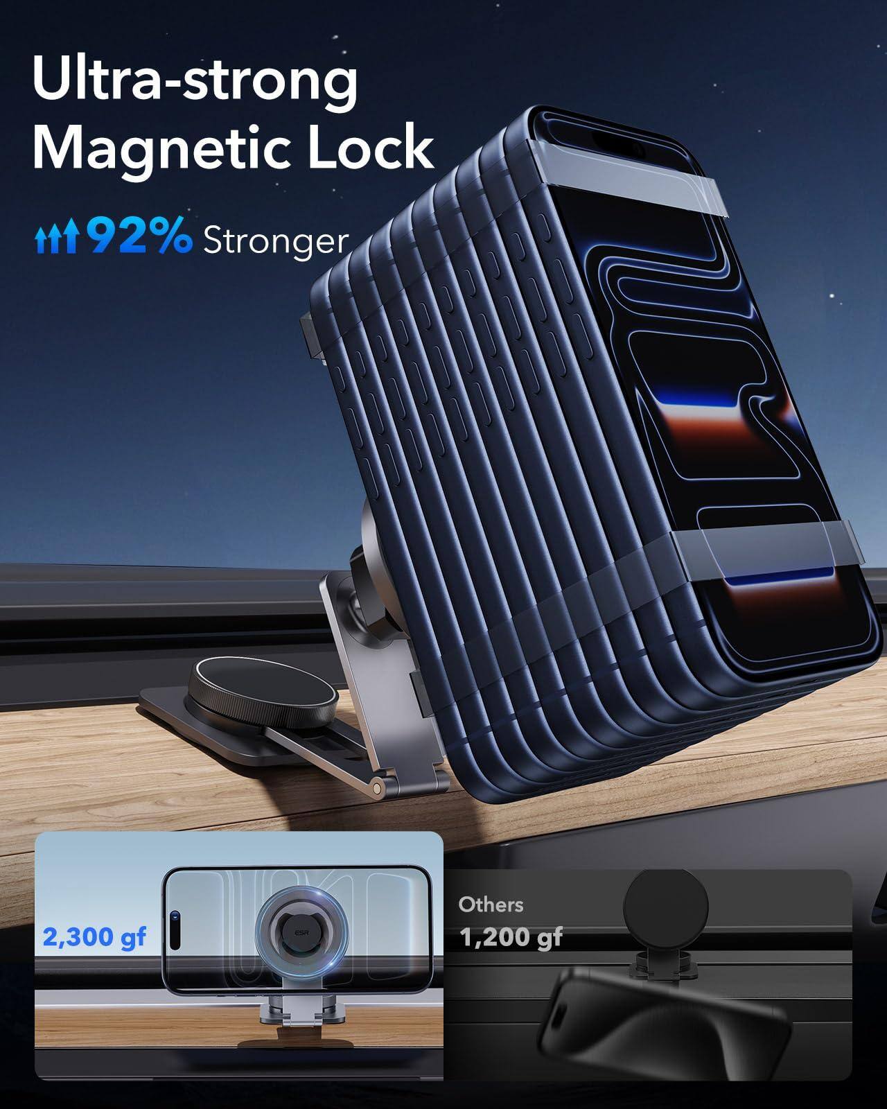 Ultra-strong Magnetic Lock  
92% Stronger  

2,300 gf  

Others  
1,200 gf