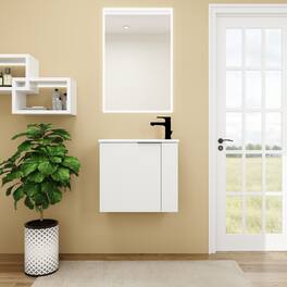 Compact Floating Bathroom Vanity with Ceramic Sink and Soft Close Doors Perfect for Small Spaces