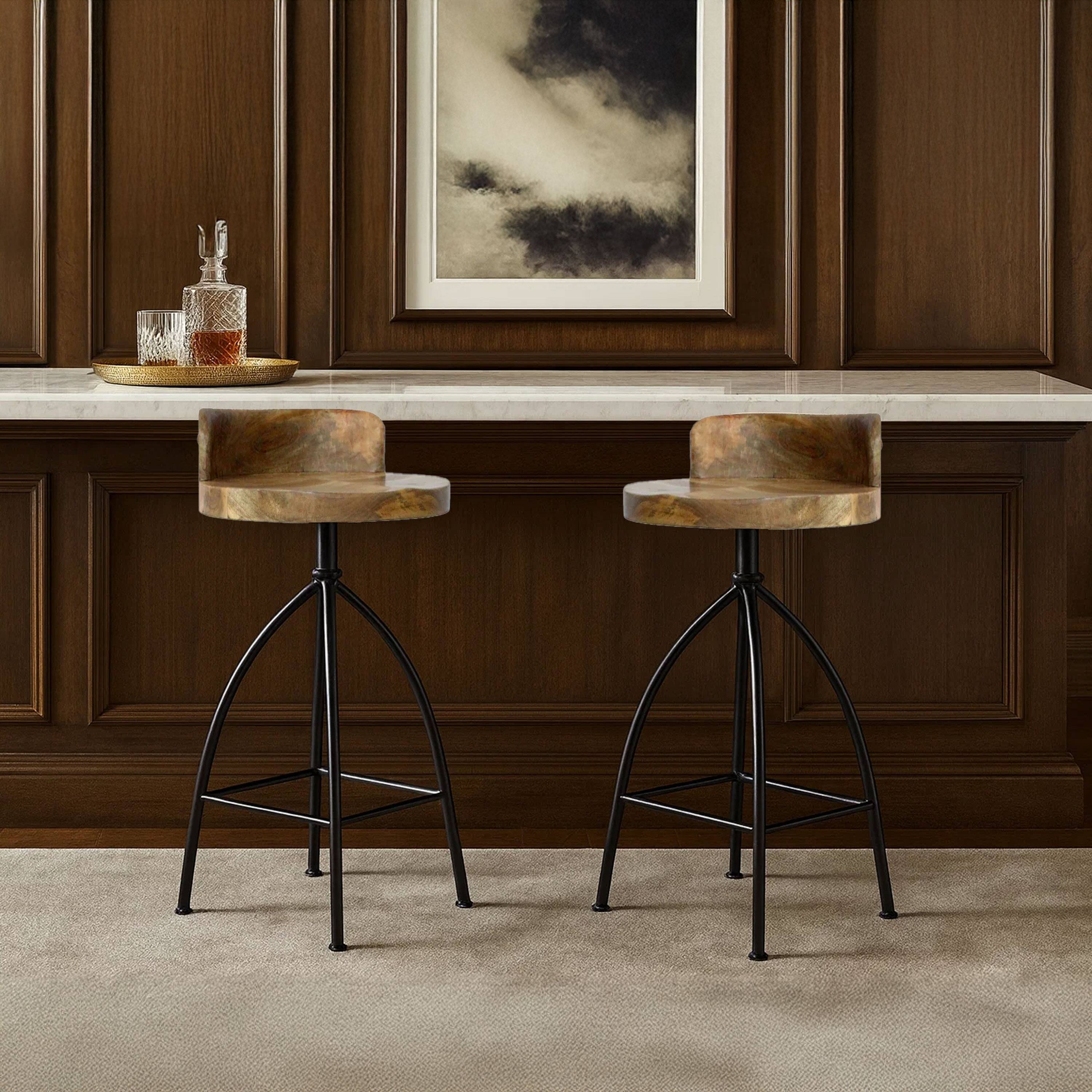 Alt View 8. Manhattan Lane - Pia 25-31 Inch Industrial Style Counter Height Stool with Adjustable Swivel Seat - Brown and Black.