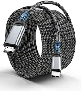 Core Tech - 4K USB-C to HDMI Cable with Gold-Plated Connectors - 15 ft - Gray