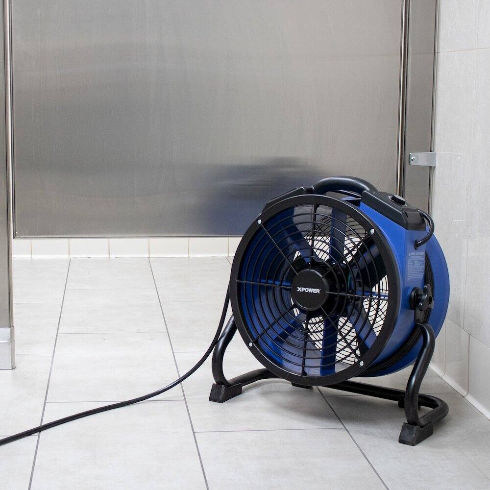 Alt View 9. XPOWER - 1/4 HP 1720 CFM High Temperature Sealed Motor Axial Air Mover, Blower, Fan - Blue.