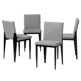 Baxton Studio - Bishop Industrial Fabric and Metal 4-Piece Dining Chair Set - Grey/Black
