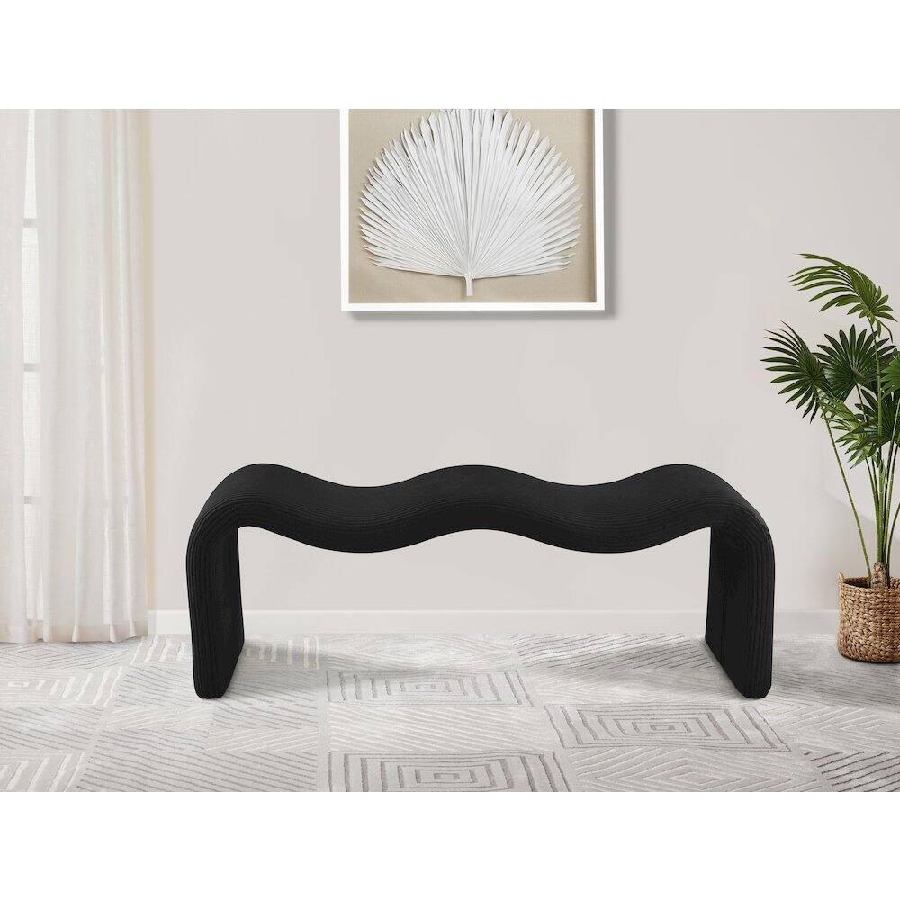 Alt View 1. Meridian Furniture - Willow Black Corduroy Fabric Bench - Black.
