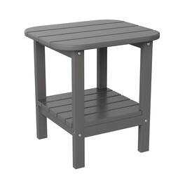 Emma + Oliver - Tiverton Two Tier Polyresin Adirondack Side Table - All-Weather for Indoor/Outdoor Use - Gray