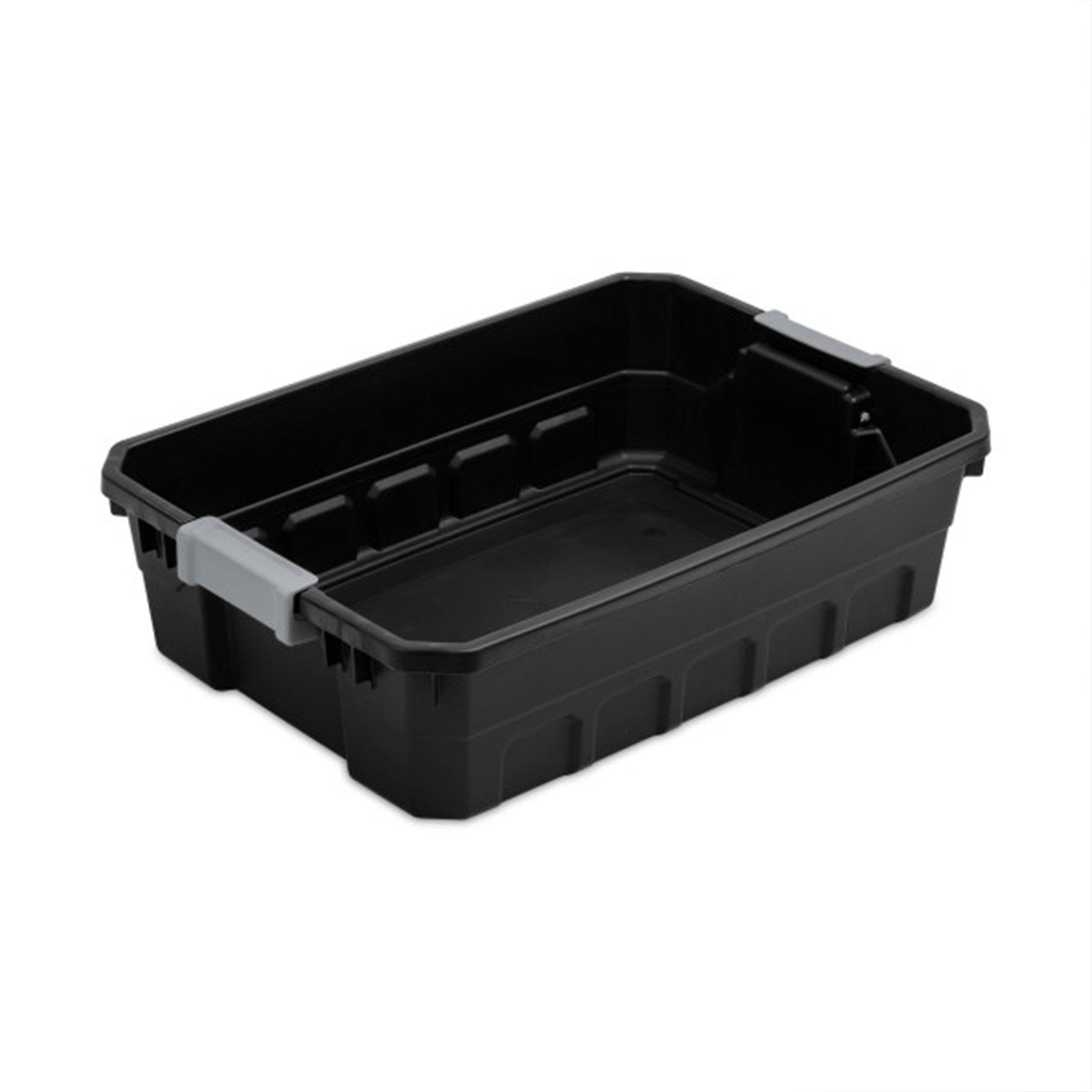 Alt View 8. Sterilite - Sterilite 10 Gallon Industrial Stacker Storage Totes w/ Gray Clip Lids (6 Pack) - Black.