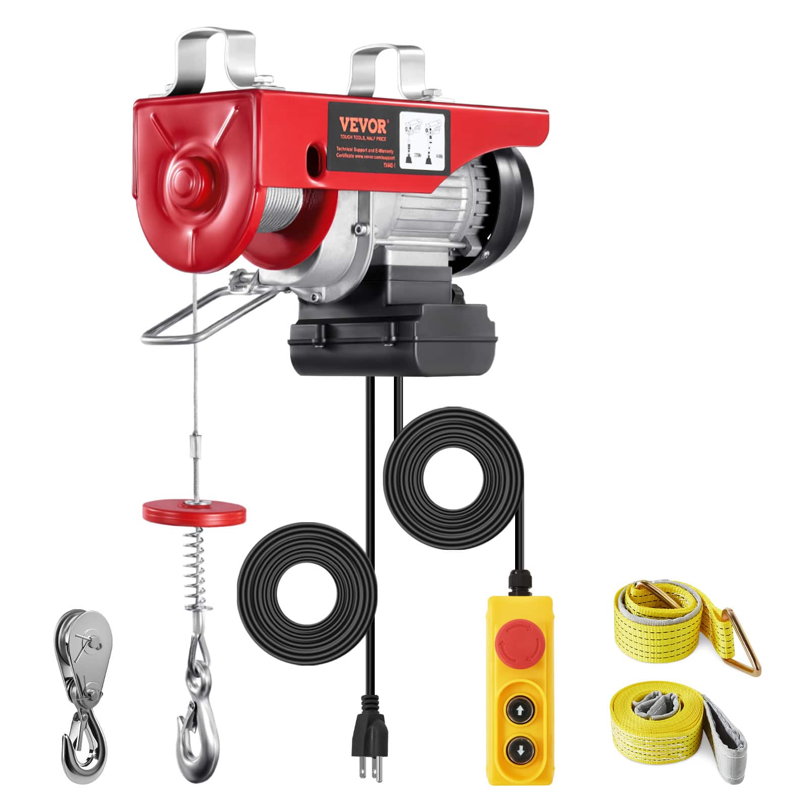 VEVOR - Electric Hoist, 440lbs Garage Hoist with 14ft Wired Control, 110 volt Electric Hoist Winch 40ft Single Cable Lifting - Red;Black price history on PriceWatchPro