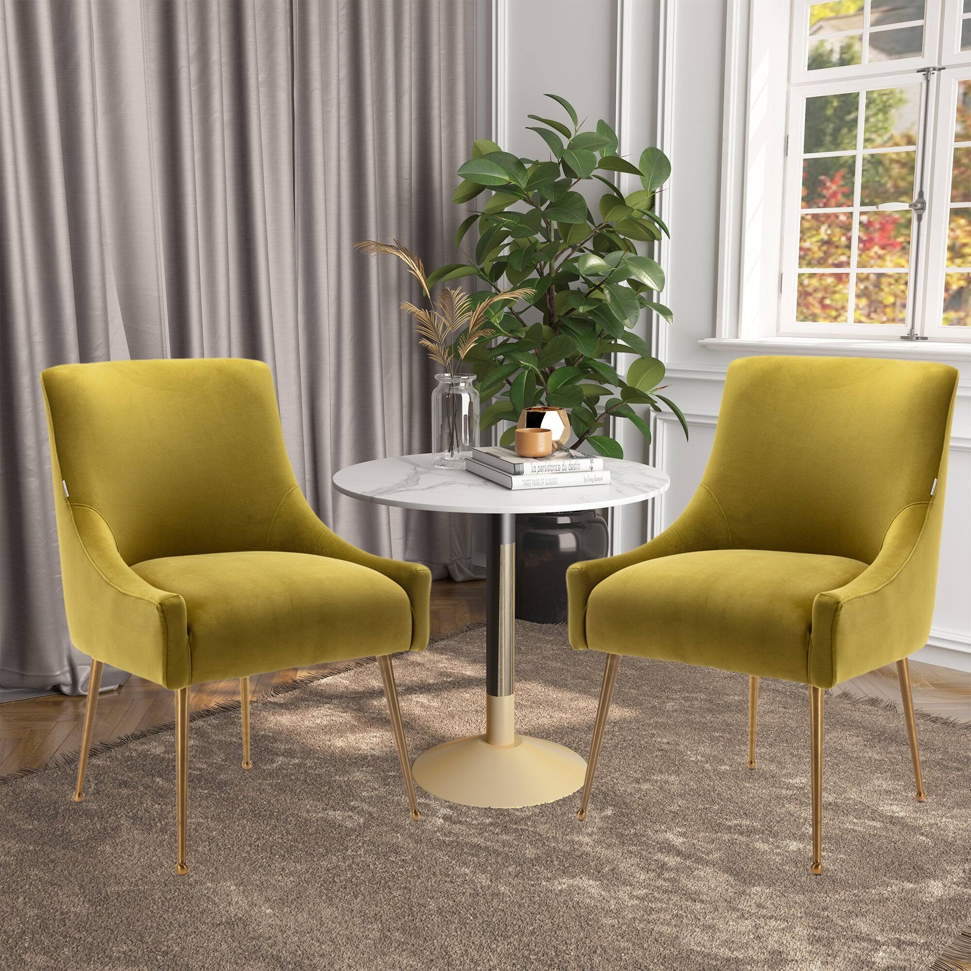 Alt View 2. Boyel Living - Green Velvet Dining Chair with Pulling Handle and Adjustable Foot Nails(Set of 2) - Green.