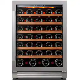 Ca'Lefort - 24 Inch Wine cooler Refrigerator , 61-bottle, 40-65°F,3 color LED, 5.65 cu.ft, built-in/freestanding,For Home Bar Office - Stainless Steel