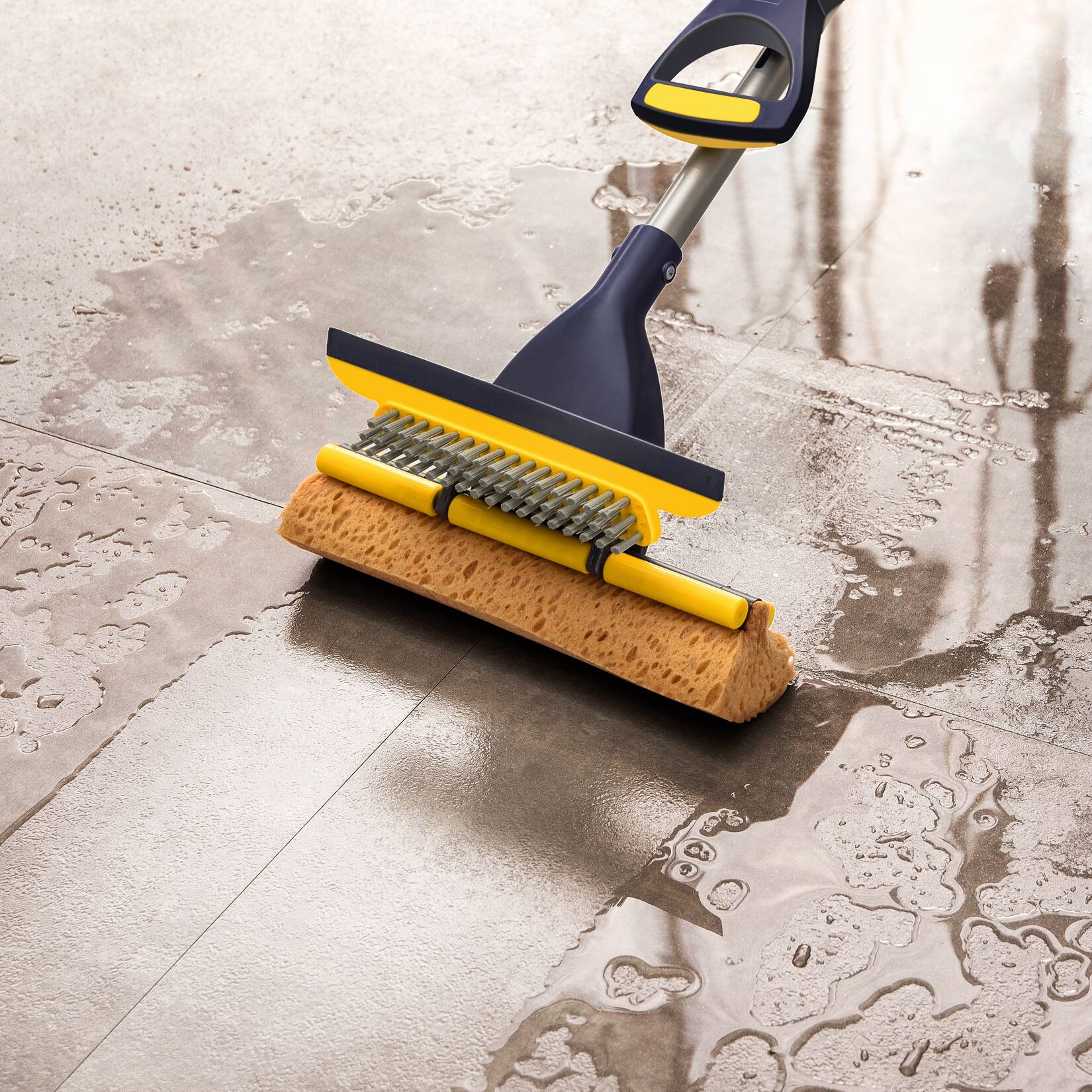 Alt View 1. Yocada - Sponge Mop Home Commercial Use Tile Floor Bathroom Garage Cleaning   Total 3 Sponge Heads.
