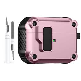 Dteck - For Airpods Pro 3rd Gen (2025) Safety Lock Shockproof Rugged Case with Keychain+Cleaner Pen - Rosegold