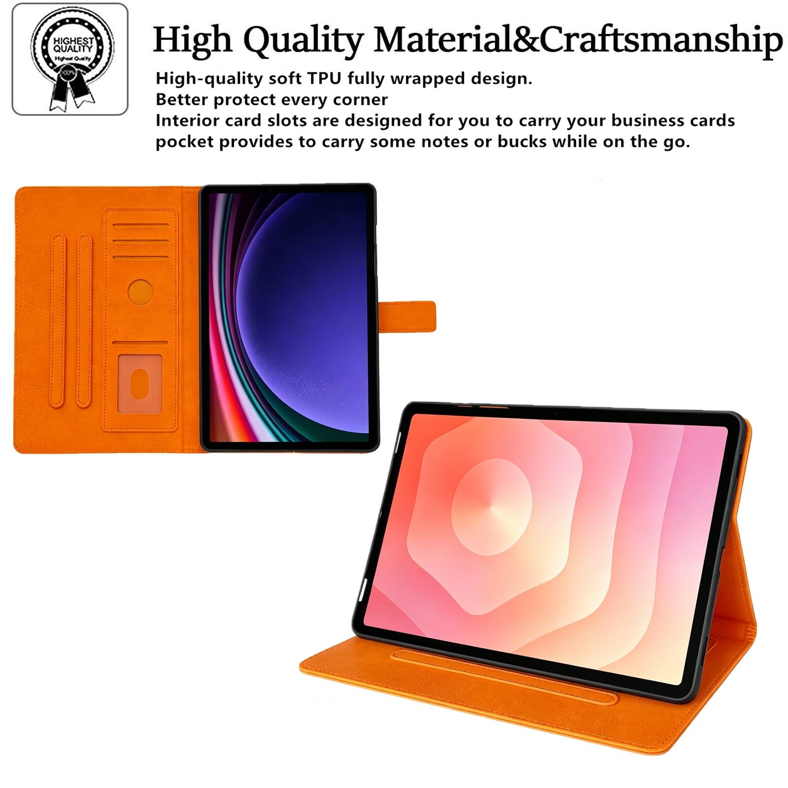 **High Quality Material & Craftsmanship**

High-quality soft TPU fully wrapped design. Better protect every corner. Interior card slots are designed for you to carry your business cards. Pocket provides to carry some notes or bucks while on the go.