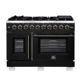 Forno Appliances - Capriasca 6.58 Cu. Ft. Freestanding Double Oven Gas Convection Range with French Doors and Rotisserie Air Fryer - Black
