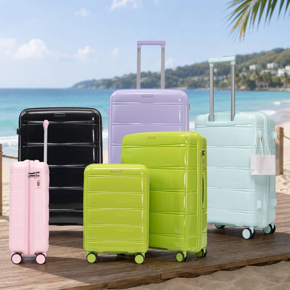 Alt View 1. Ropilly - Ropilly 3 Piece Luggage Set Pink Hard Shell Suitcase Set with Spinner Wheels - Pink.