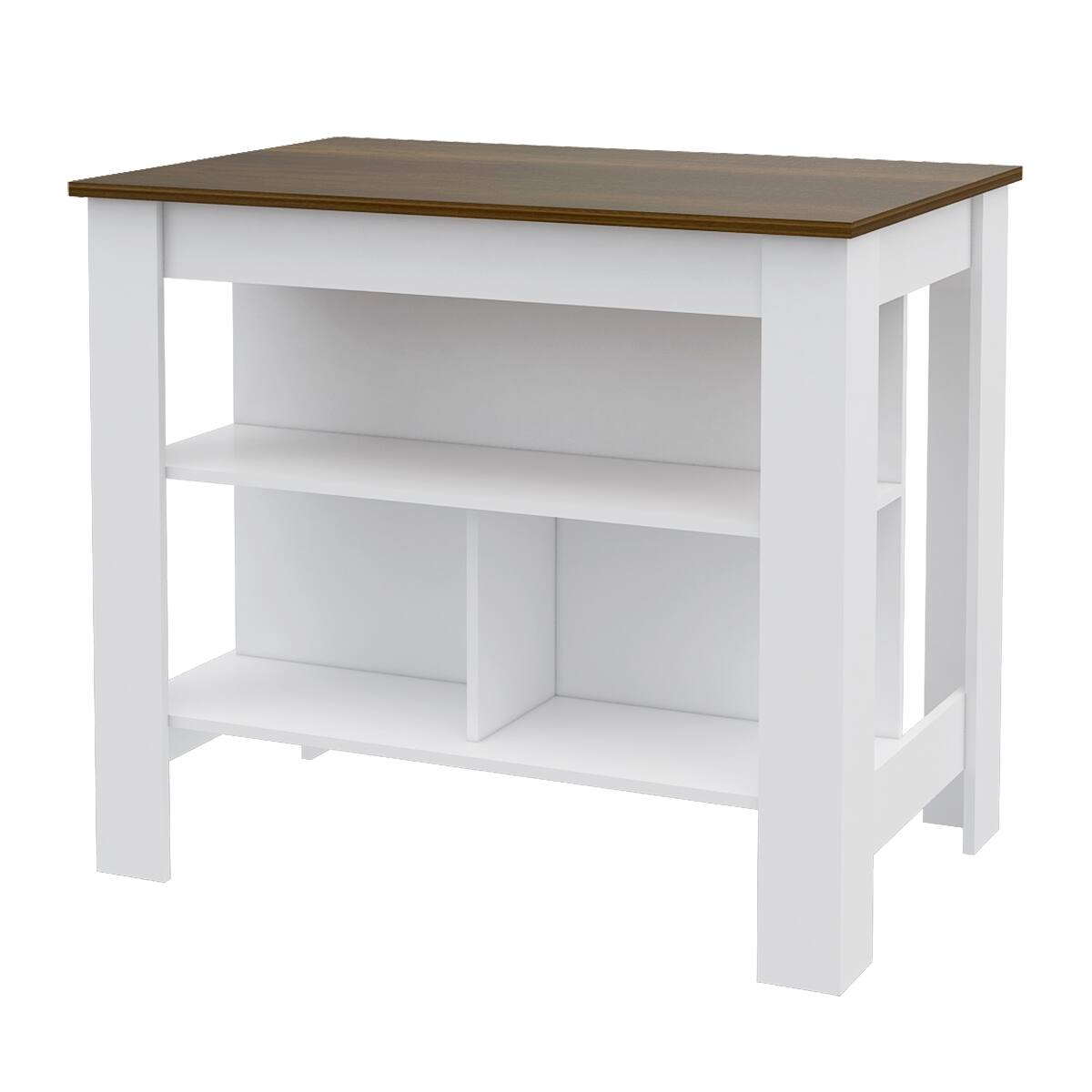 Loheer Modern Kitchen Island Medium Kitchen Island White and Walnut ...