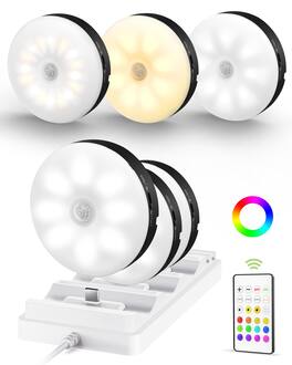 EZVALO - 8 in. Wireless USB Charging Integrated LED Linkable Under Cabinet Light Smart Recessed Lighting-6 Pack - Black