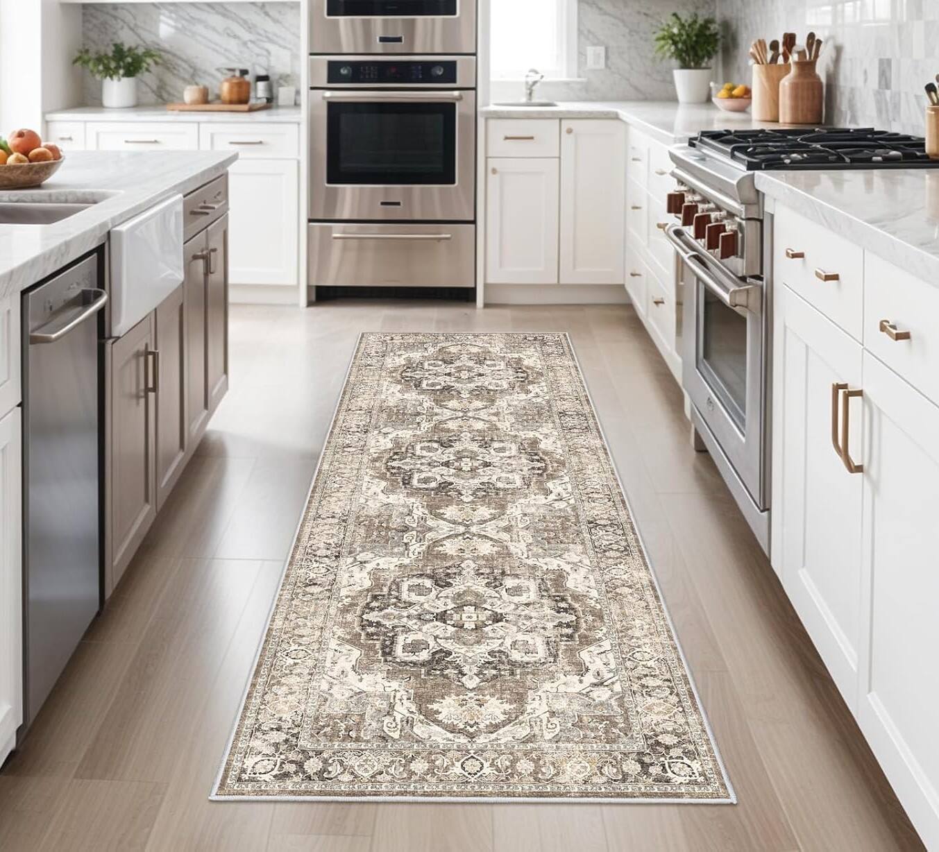 Alt View 1. FINEAK - Washable Non-Slip Hallway Runner Rug-Soft & Durable 2x6 - Beige.