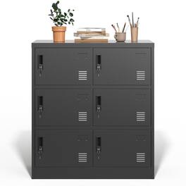 APRILSOUL - 6-Door Employee Storage Locker Metal Lockers for Office Gym School and Homewith Card Slot - Black