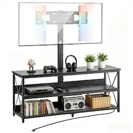 VEVOR - TV Stand with Mount, 47.2 Inch, TV Stand Console with Power Outlet, for 32-75 Inch TVs - Black